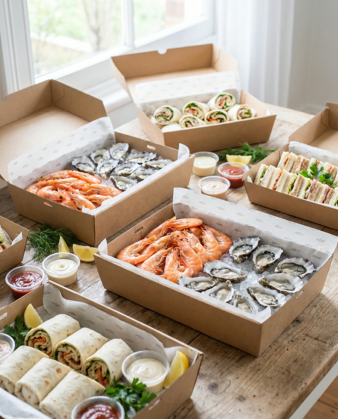A Clayfield seafood catering platter for workplace and home events